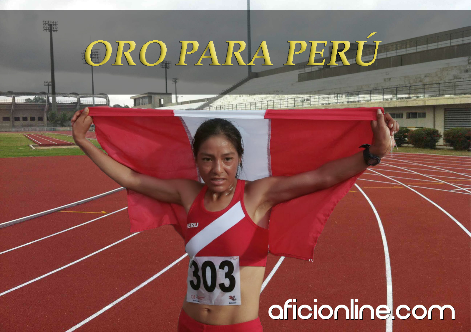 La corredora peruana hizo flamear la blanquirroja en Sao Paulo (Gráfica: Internet / Johnny López / Aficionline.com).