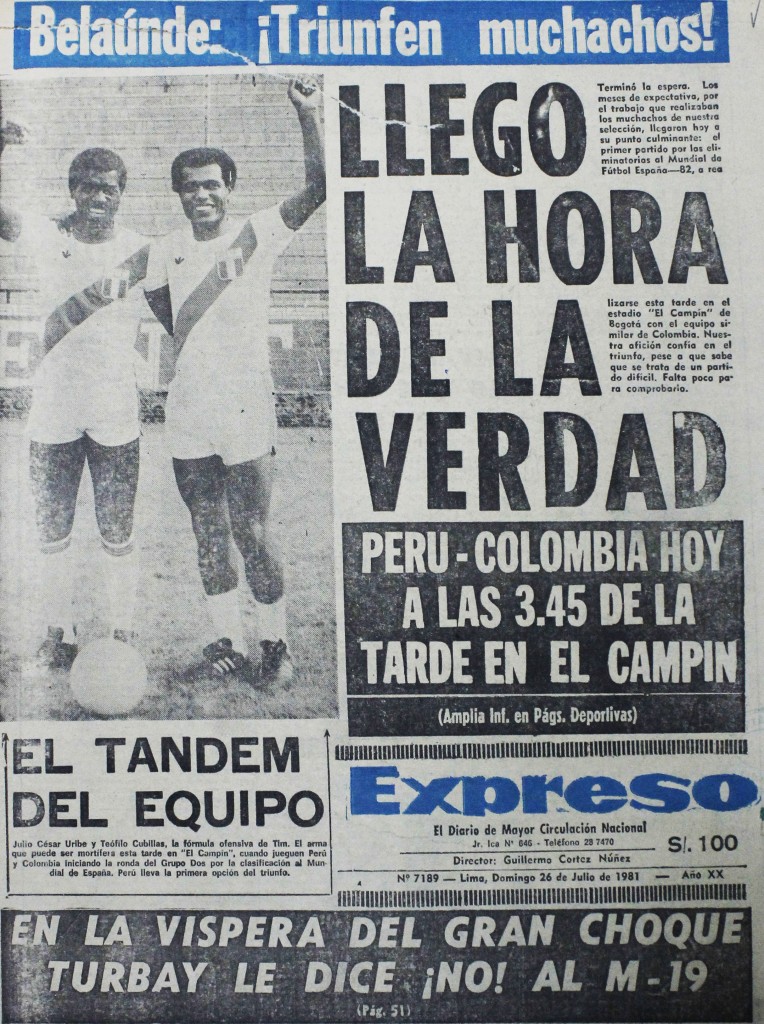 Perú juega ante Colombia en su primer encuentro por las eliminatorias al Mundial de España 82. (Foto: Diario Expreso)